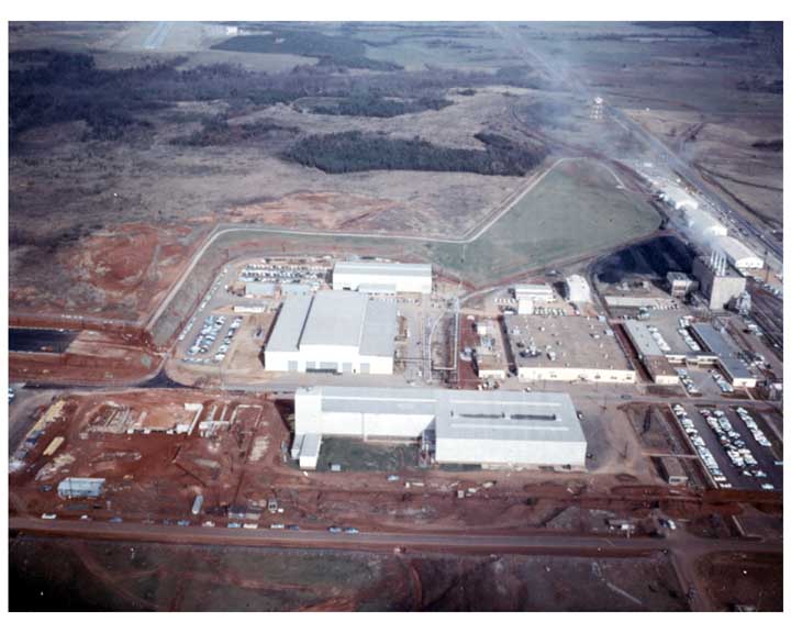 Aerial photo of Army Ballistic Missile Agency area 57 building complex.