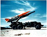honest john missile on a mobile unit